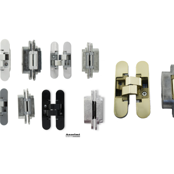 Cerniera Invisibile Istar AN150 3D Porta a Filo mm.110x24x21h Portata kg.40 varie finiture | Anselmi