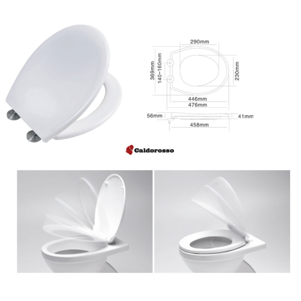 Copriwater Universale Modello Easyfit Cerniere Rallentate Inox Sganciabili mm.458x369  Mixtech