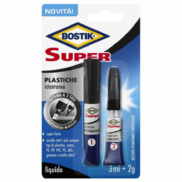 Super Plastiche Incollante Superforte in Tubetti da ml.3 + 2 gr. Trasparente Cristallino | Bostik