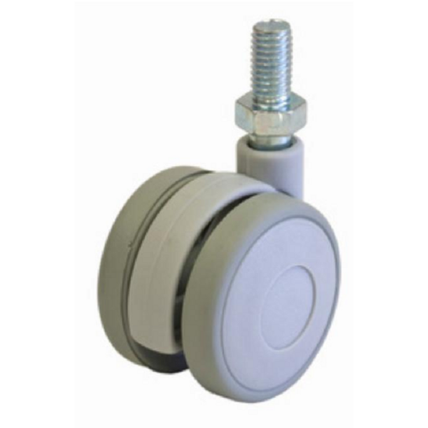 Ruota Polipropilene Gomma Grigia Sirio Portata Kg.15 Perno Filettato Ma8x15h mm.40