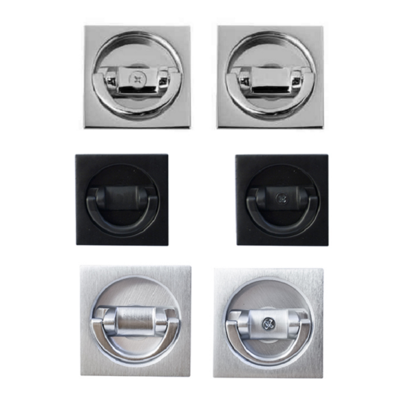 Maniglia Incasso Quadra Porta Libro modello K302A01 d.53x53/48 con Doppio Anello Attivo-Attivo varie finiture | Comit