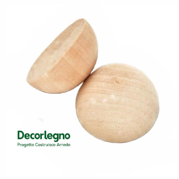 SEMISFERA LEGNO FAGGIO GREZZO mm.42x21h-mm.52x26h-mm.72x36h-mm.92x46h   DECORLEGNO