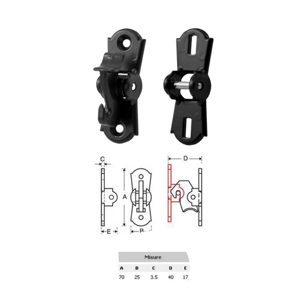 Fermapersiana a Cricchetto Automatico mm.70x25 Nero  Didieffe