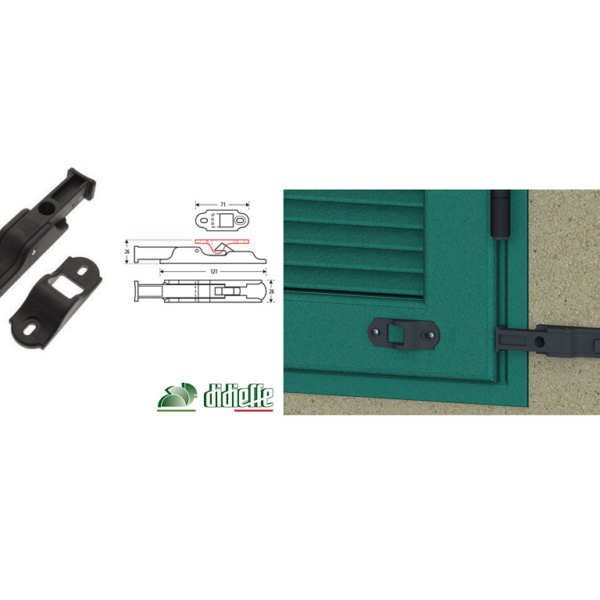 Fermapersiana Automatico con Molla Nylon mm.121x26x26  Didieffe