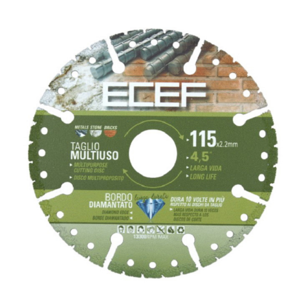 Disco per Smerigliatrice Diamantato Taglio Multiuso mm.115x2,2x4,5 | Ecef