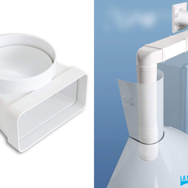 Curva Verticale  Pvc d.100 a Rettangolare Bianco 120x60 | La Ventilazione