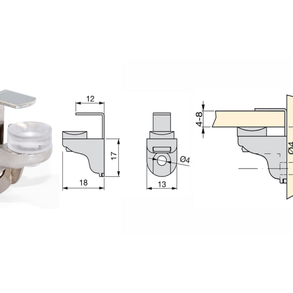 Reggiripiano Zama con Staffetta+Ventosa per Spessore mm.0-10h Nichelato
