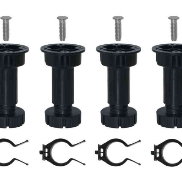 Piede PVC nero per zoccolo in blister da pezzi 4 varie altezze  | Volpato