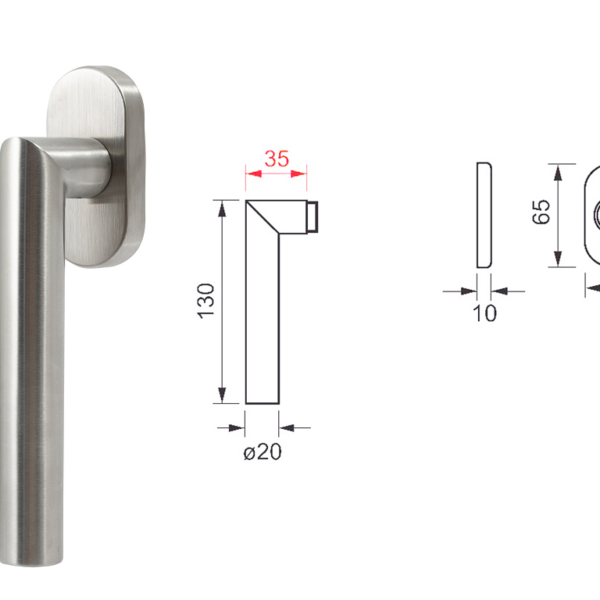 Maniglia per Finestra DK Olanda Movimento 4 scatti metallo 7x35 AISI304 Inox Satinato | Fimet Maniglie
