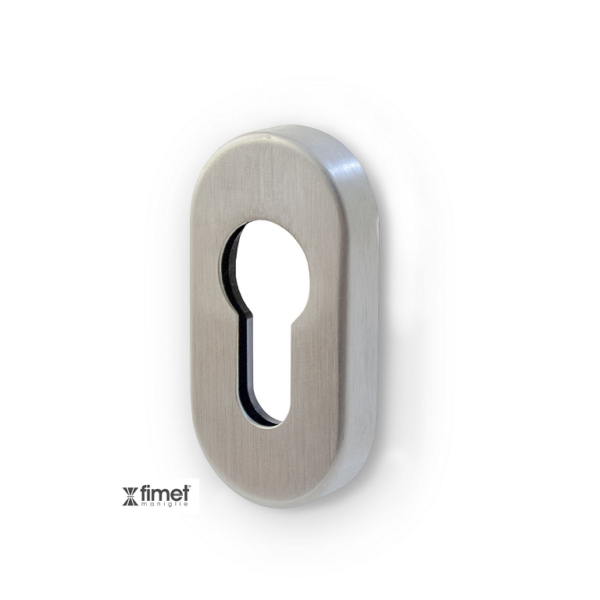 Bocchetta Ovale Foro Yale per Cilindro Europeo d.60x30x10h AISI304 Inox Satinato  Fimet Maniglie