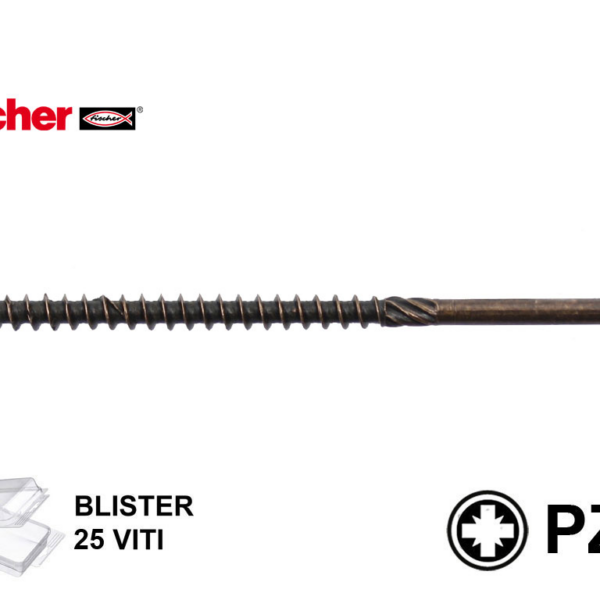 Vite Legno TSP Impronta Croce PZ2 FPS - SZ BUF Bronzata in Blister da pz.25 mm.4,0x90 | Fischer