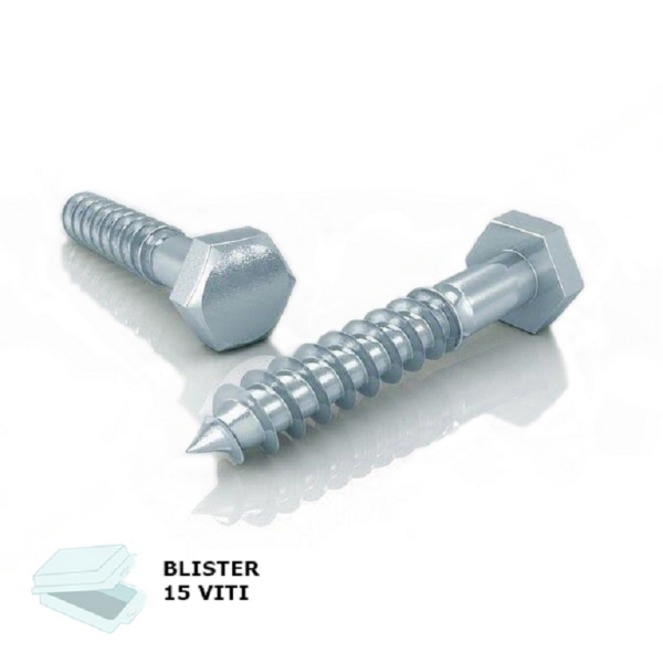 VITE LEGNO TE cl.4.8 DIN 571 UNI704 ZINCATO IN BLISTER mm.6,0 VARIE LUNGHEZZE  | TECFI