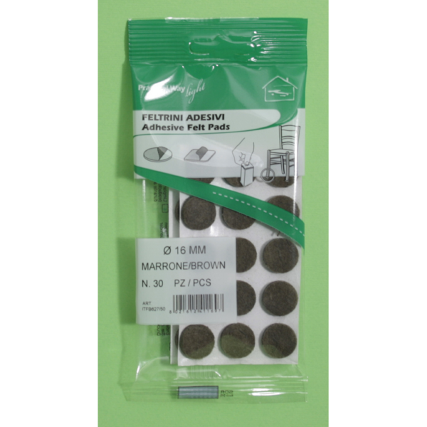 FELTRINI ADESIVI TONDI 2 PLACCHE SPESSORE 3,5 mm. MARRONE