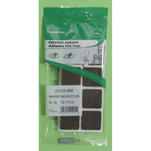 FELTRINI ADESIVI QUADRI 2 PLACCHE SPESSORE 3,5 mm. MARRONE