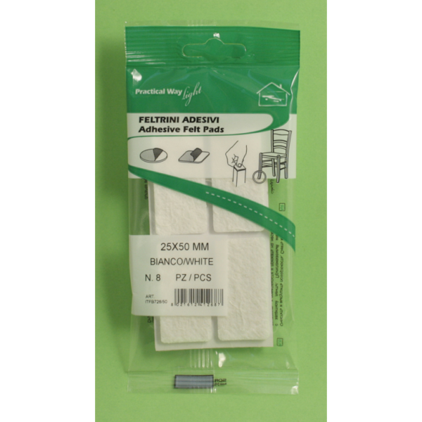 FELTRINI ADESIVI RETTANGOLARI 2 PLACCHE SPESSORE 3,5 mm. BIANCO