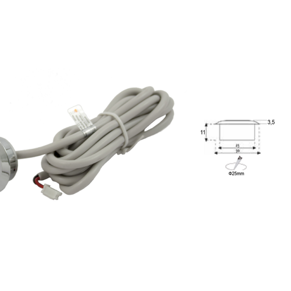 FARETTO INCASSO IP20 120°110Lm 1w mm.25x11h TONDO CROMO VARIE TEMPERATURE KELVIN | LAMPO