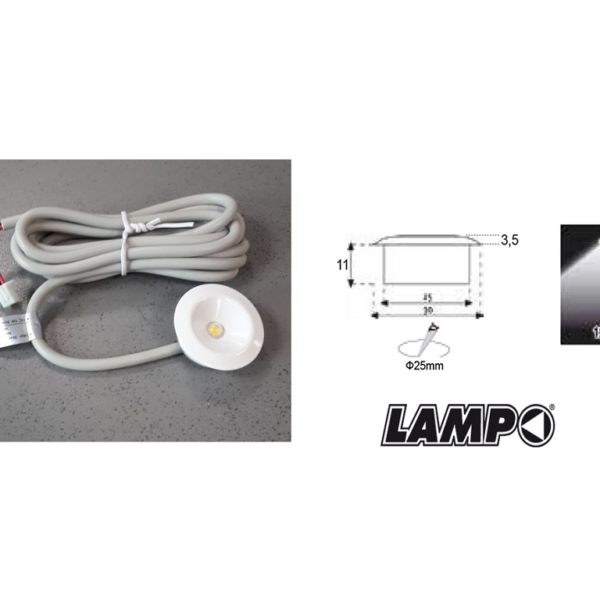 Faretto Incasso Ip20 120°110lm 1w mm.25x11h Tondo Bianco 4000k Natura | Lampo