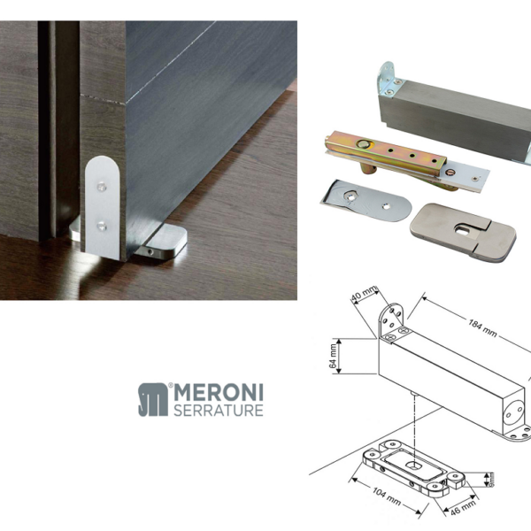 Cerniera Chiudiporta a Pavimento per Legno-Ferro FS980 EN3/FS990 EN5 mm.184x40x64h Inox | Meroni