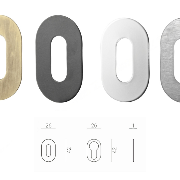 Bocchetta Ovale Slim Foro Chiave Collezione Nuda pz.2 mm.42x26x1h varie finiture | Verum Italy