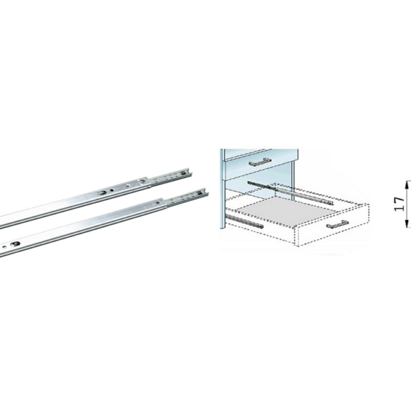 GUIDE CON SFERE PER CASSETTO MIGNON ESTRAZIONE PARZIALE 17x12,7h PORTATA kg.8 VARIE LUNGHEZZE | OMGE