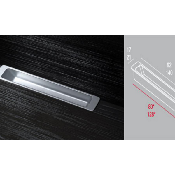 Maniglia Incasso Mobile Interasse 128 Rettangolare Mm.140x21x16,5h EA004-Metallizzato Zinco Opaco | Pamar