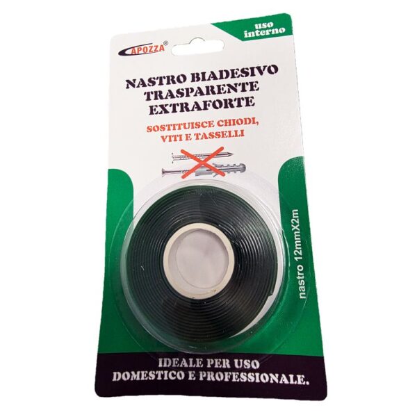 Nastro Biadesivo Trasparente Extraforte mm.12 Mtl.2  Capozza