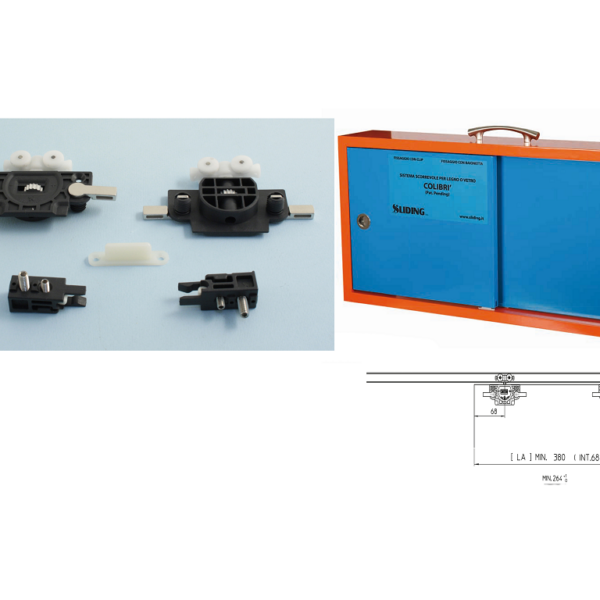 Sistema Scorrevole Legno Colibri Con Clip E Guida Inferiore Con Fori Beta Portata Kg.30 |  Sliding