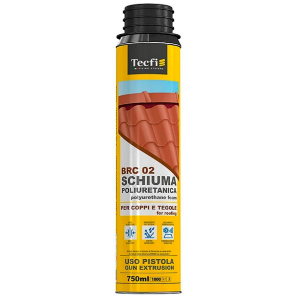 Schiuma Poliuretanica BRC02 Monocomponente Classe B3 Bassa Espansione Uso Pistola Expander Pur ml.750 | Tecfi