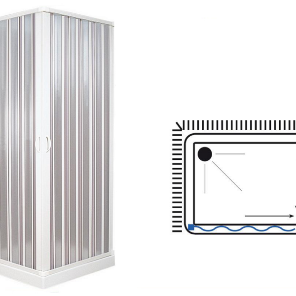 BOX DOCCIA SOFFIETTO ANGOLARE modello ALBA APERTURA CENTRALE BIANCO h185 VARIE MISURE | MIXTEC