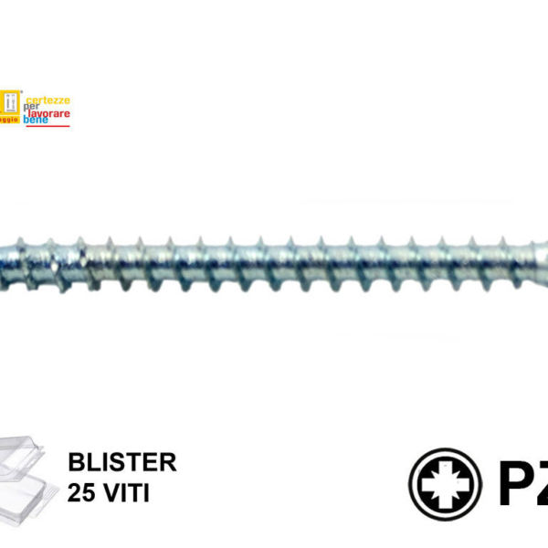 VITE TRUCIOLARE TSP IMPRONTA CROCE PZ2 ZINCATE IN BLISTER mm.4,0 VARIE LUNGHEZZE | TECFI