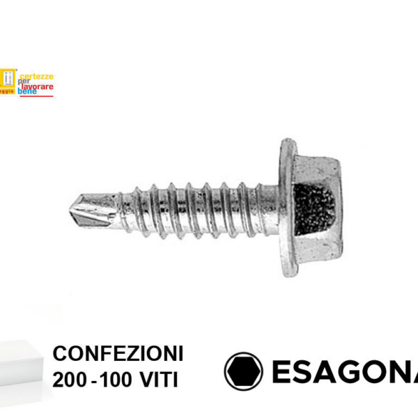 VITE T.E CON FALSA RONDELLA AUTOPERFORANTE ZINCATA CAPACITÀ FORO 6 mm.IN BLISTER mm. 6,3 VARIE LUNGHEZZE | TECFI