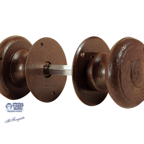 Pomoli Girevoli Tondo d.70/55x60h Rosetta Tonda Forgiato Ruggine | Utensil Legno