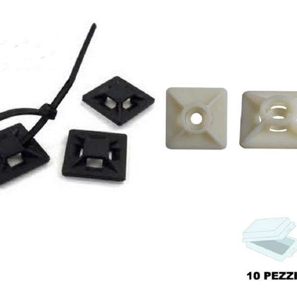 BASETTA BIADESIVA QUADRA IN BLISTER DA pz.10 mm.27x27 PER FASCETTE VARI COLORI  | SIPA