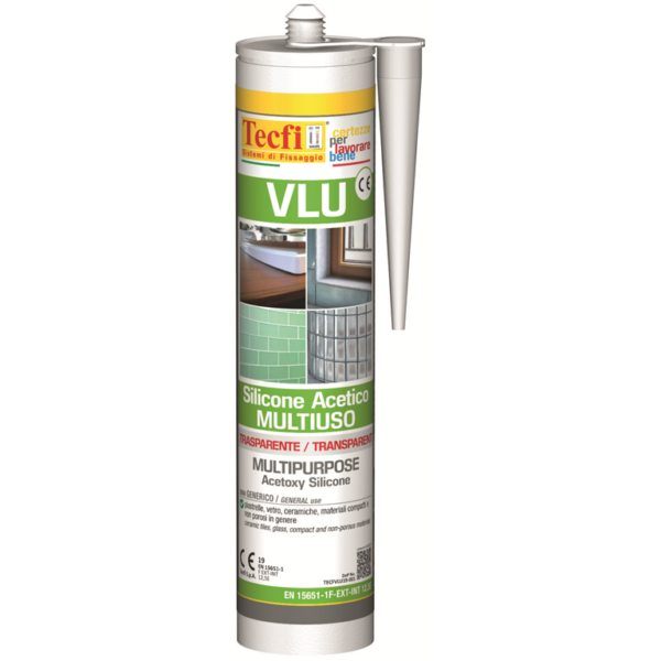 SILICONE ACETICO UNIVERSALE VLU-CON BECCUCCIO CERTIFICATO CE ml.280 VARI COLORI | TECFI