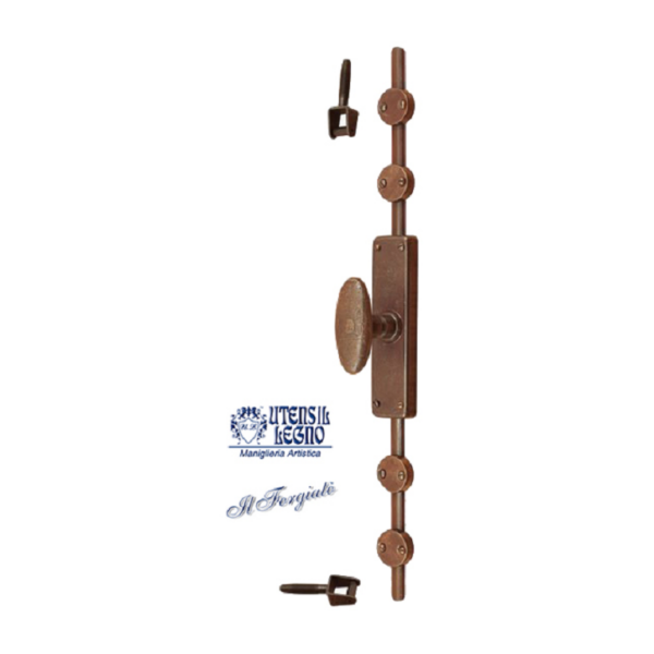 Maniglia per Finestra Cremonese Ovalina FM013 Aste Esterne Intere mm.1100 Forgiata Ruggine | Utensil Legno